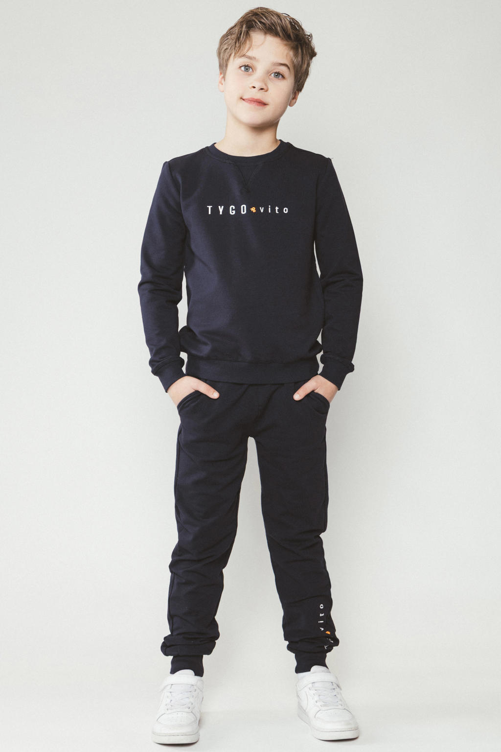 TYGO & vito regular fit joggingbroek donkerblauw