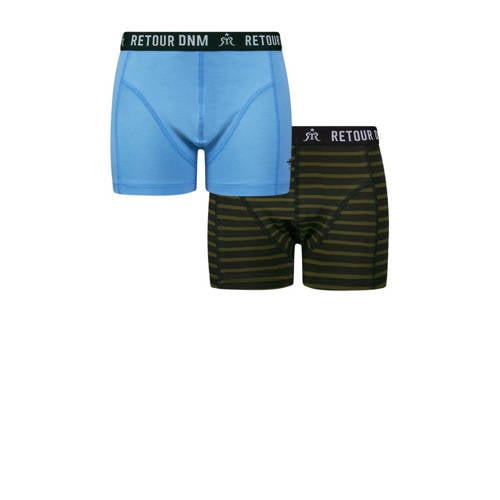 Retour Jeans boxershort - set van 2 groen/lichtblauw Jongens Stretchkatoen