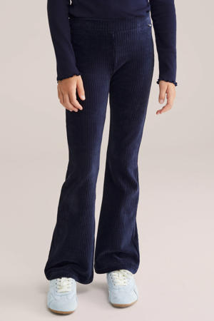 fluwelen flared broek marineblauw