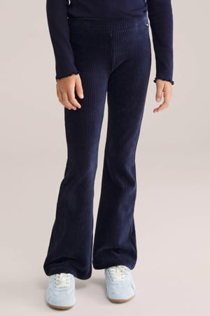 fluwelen flared broek marineblauw