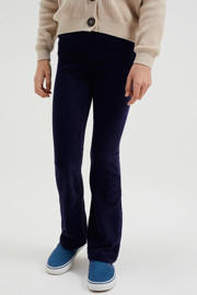 thumbnail: WE Fashion velours flared broek marineblauw