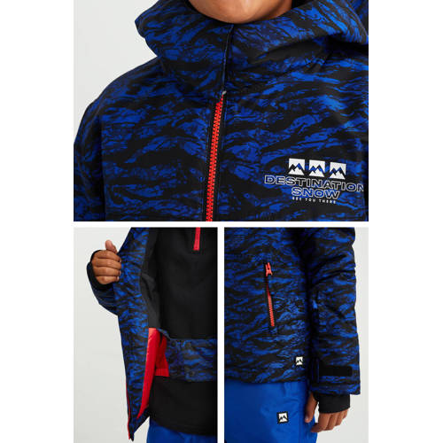 WE Fashion ski-jack blauw Skijack Meisjes Polyester Capuchon 98 104