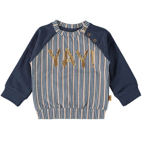 4PRESIDENT newborn baby gestreepte sweater blauw Meisjes Katoen Ronde hals - 50