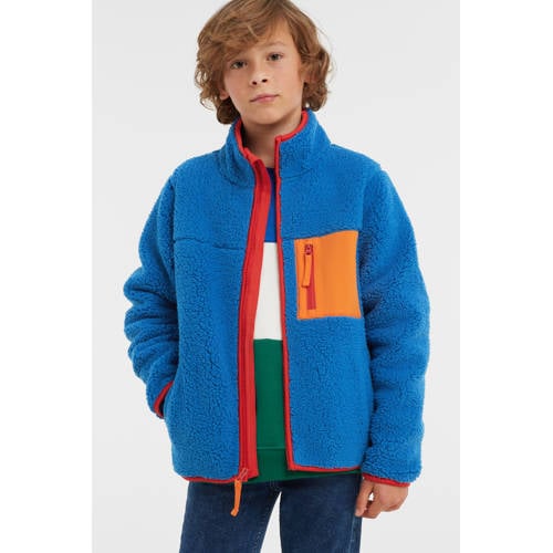 anytime teddy fleece vest blauw Meerkleurig