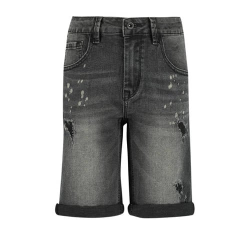 CoolCat Junior regular fit jeans bermuda Nick CB washed black Denim short Zwart Jongens Stretchdenim
