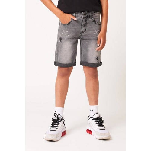 CoolCat Junior regular fit jeans bermuda Nick CB washed grey Denim short Grijs Jongens Stretchdenim - 122/128