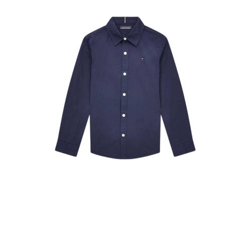 Tommy Hilfiger overhemd met logo donkerblauw Jongens Stretchkatoen Klassieke kraag - maat 164 afbeelding