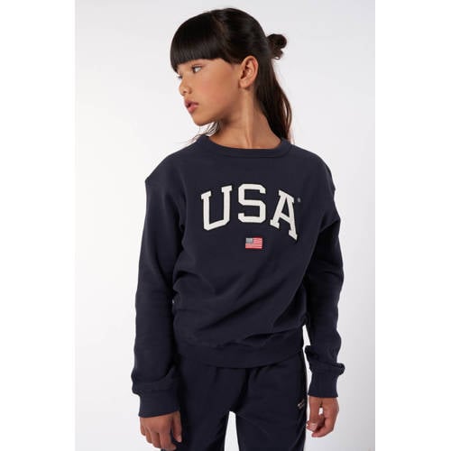 America Today sweater Soel Jr met logo donkerblauw Logo - 122/128