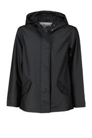 thumbnail: Zwarte meisjes America Today Junior regenjas Janice van gerecycled polyester met lange mouwen, capuchon en rits- en drukknoopsluiting