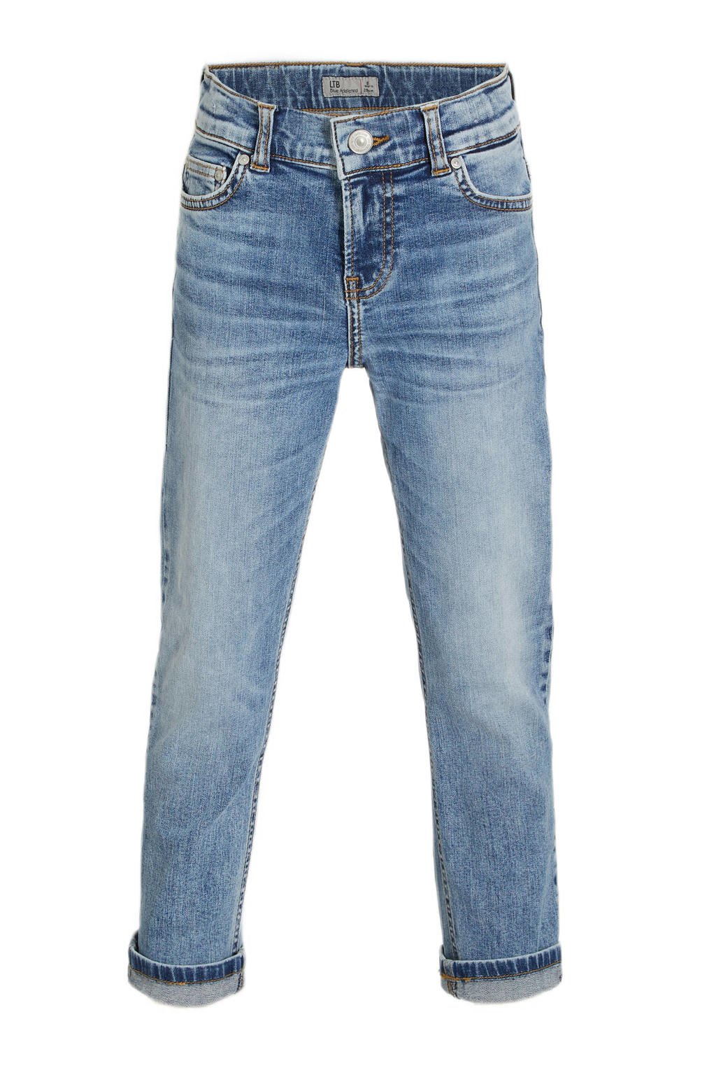 Lichtblauwe jongens LTB straight fit jeans van stretchdenim met regular waist en rits- en knoopsluiting