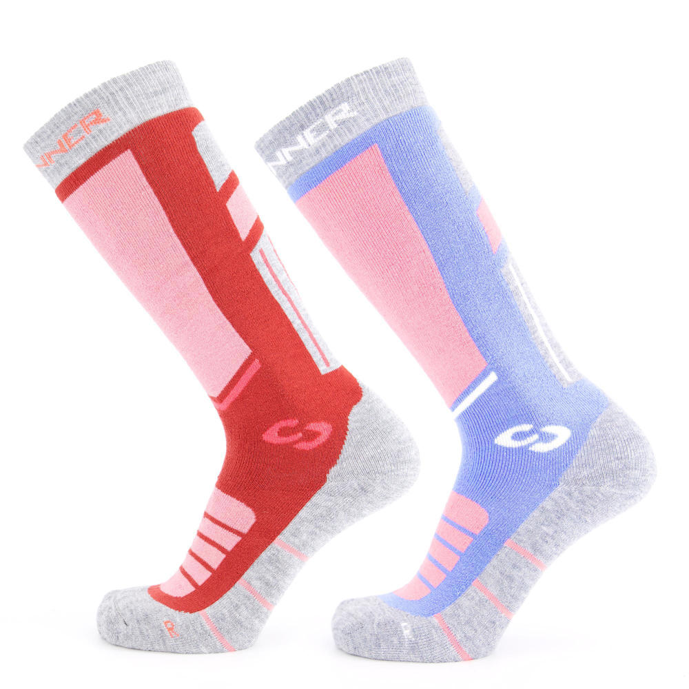 Sinner skisokken Pro blauw/rood (set van 2)