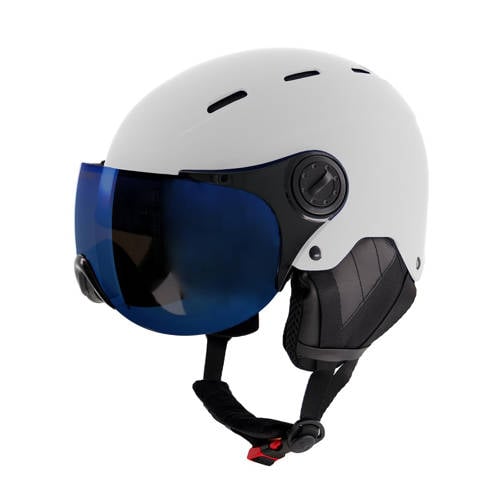 Sinner ski helm met vizier Typhoon Visor mat wit(blauwe lens) Skihelm ABS S (50-54)