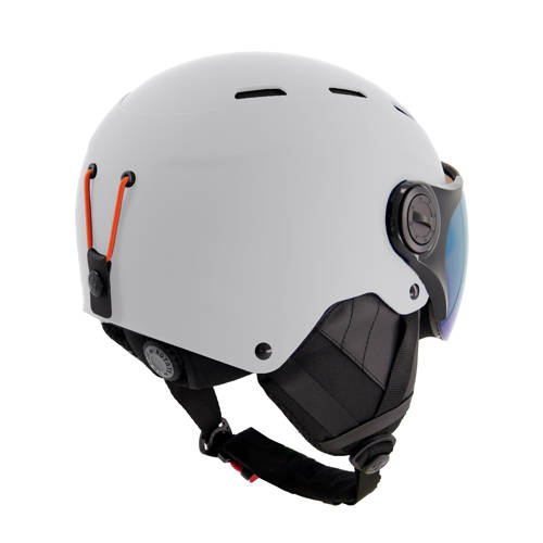 Sinner ski helm met vizier Typhoon Visor mat wit(blauwe lens) Skihelm ABS S (50-54)
