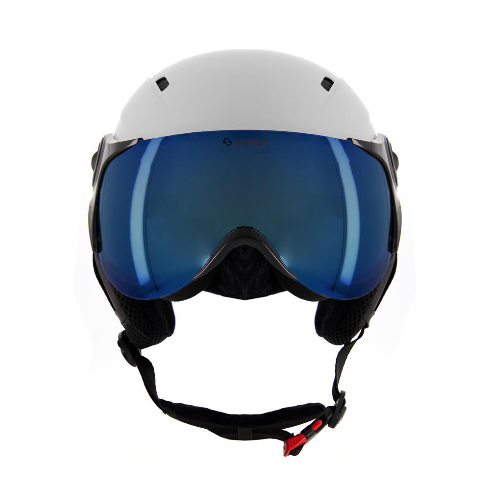 Sinner  ski helm met vizier Typhoon Visor mat wit(blauwe lens)