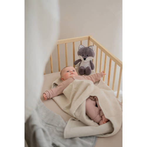 Flow Amsterdam hartslagknuffel robin vos grijs pluche knuffel 22 cm
