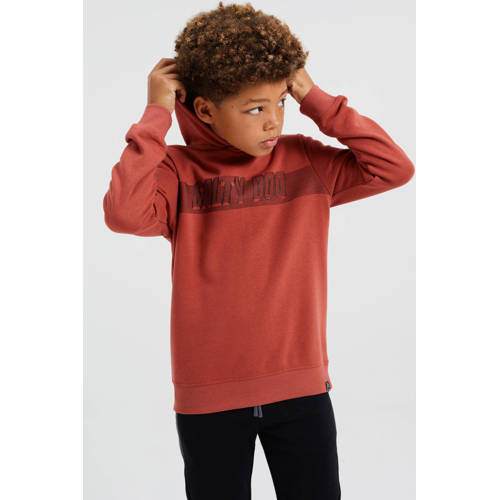 WE Fashion Salty Dog hoodie met tekst brique Sweater Oranje Tekst 