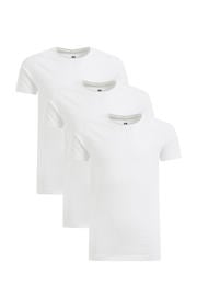 thumbnail: Set van 3 witte jongens WE Fashion T-shirt van stretchkatoen met korte mouwen en ronde hals