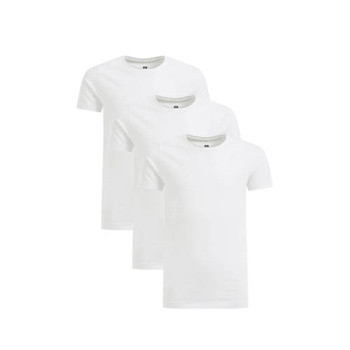 WE Fashion T-shirt - set van 3 wit Jongens Stretchkatoen Ronde hals Effen
