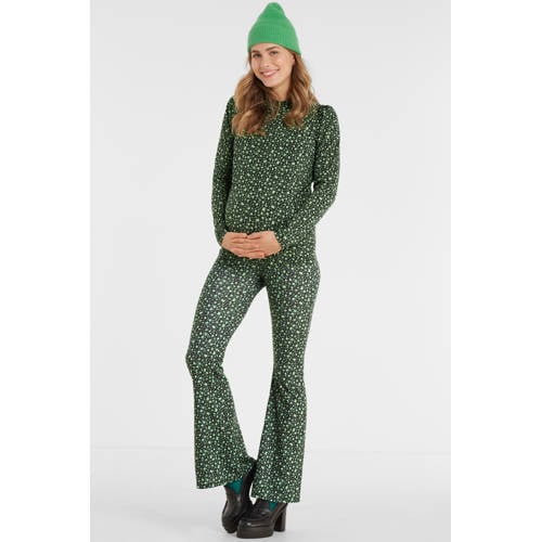 ONLY MATERNITY gebloemde zwangerschapstop OLMPELLA zwart/groen Dames Polyester Opstaande kraag
