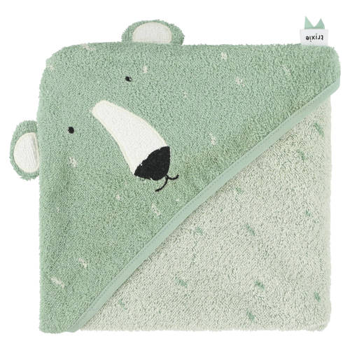 Trixie badcape Mr. Polar Bear 75x75cm groen Handdoek/badcape Effen