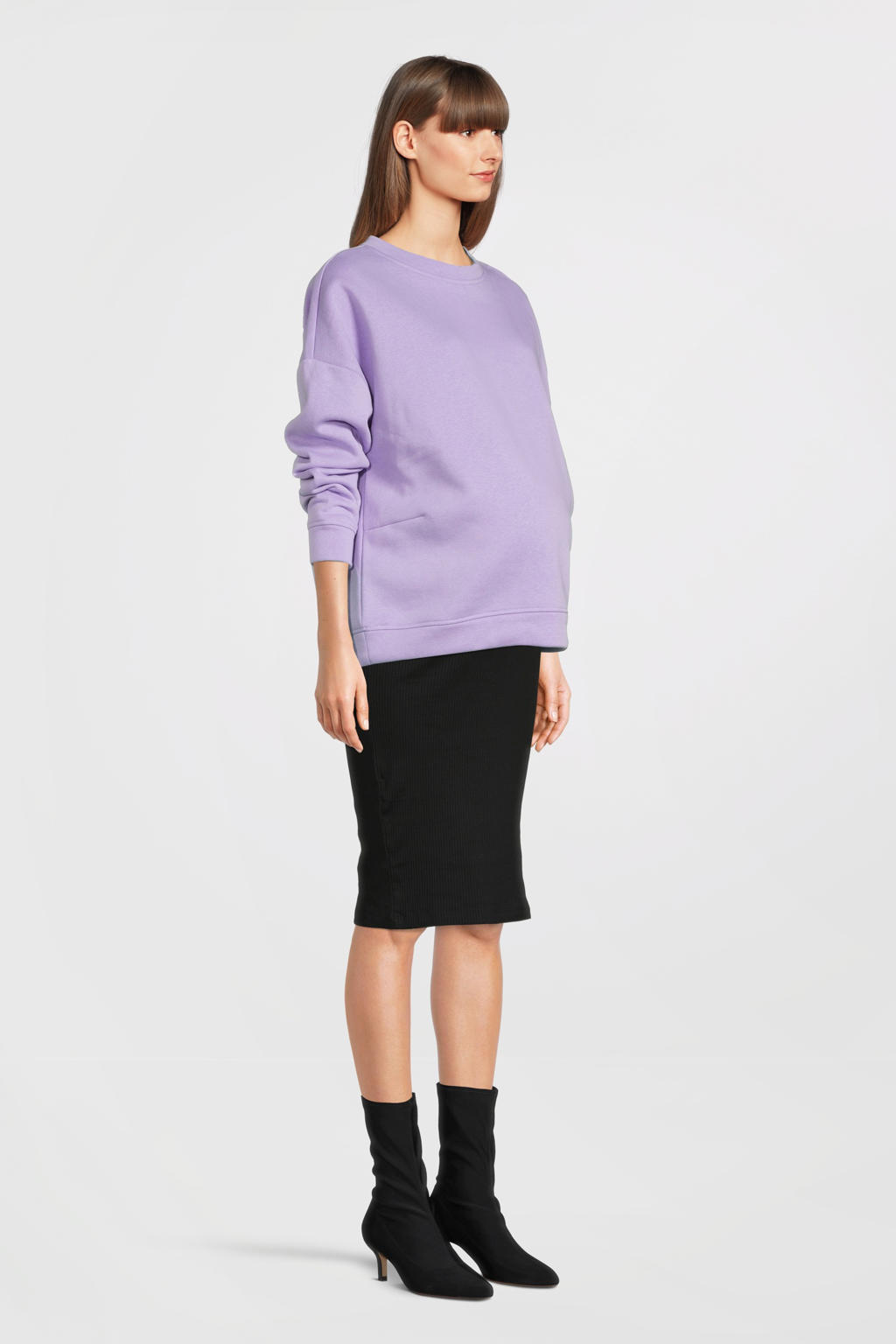 Zwarte dames VERO MODA MATERNITY ribgebreide zwangerschapsrok van duurzaam stretchkatoen met regular waist en elastische tailleband