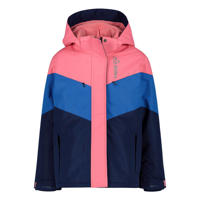 thumbnail: Donkerblauw en roze meisjes 29FT ski-jack kobalt van polyester met meerkleurige print, capuchon en ritssluiting