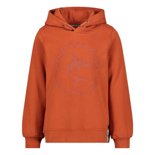 Wildfish hoodie met printopdruk oranjebruin Sweater Printopdruk 