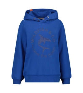 Wildfish hoodie met printopdruk hardblauw
