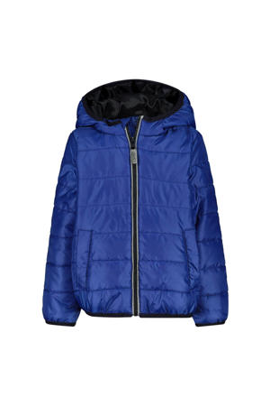 gewatteerde jas met jacquard hardblauw