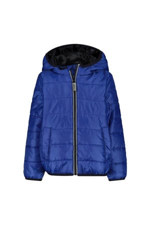 gewatteerde jas met jacquard hardblauw