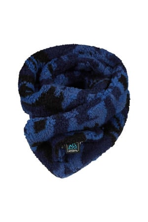 teddy sjaal met camouflageprint blauw