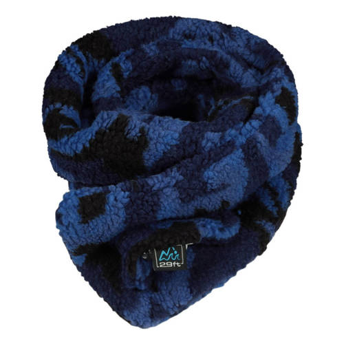 29FT teddy sjaal met camouflageprint blauw Camouflage