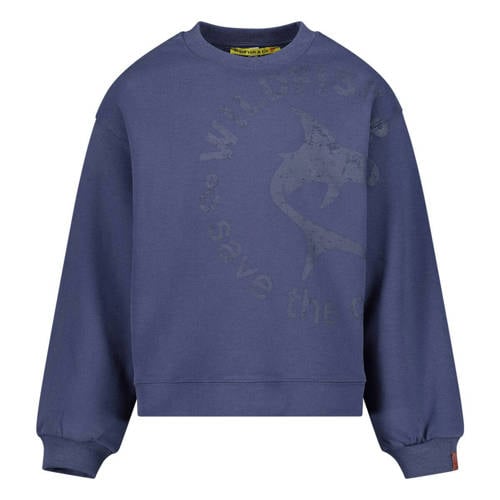 Wildfish sweater met printopdruk blauw Printopdruk 