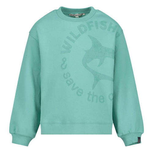 Wildfish sweater met printopdruk mintgroen Printopdruk