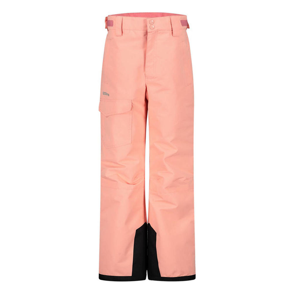 Zalmkleurige jongens en meisjes 29FT skibroek roze van polyester met rits- en drukknoopsluiting