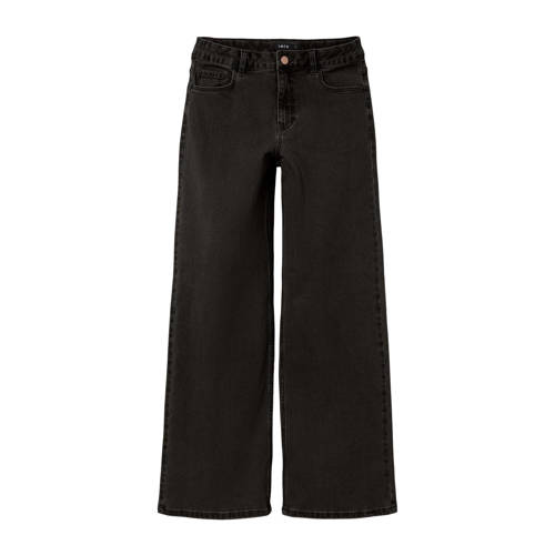 LMTD high waist wide leg jeans NLFTAULSINE black denim Zwart Meisjes Stretchdenim - 140