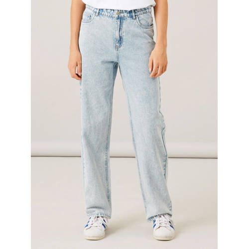 LMTD high waist straight fit jeans NLFTONEIZZA light blue denim Blauw - 140