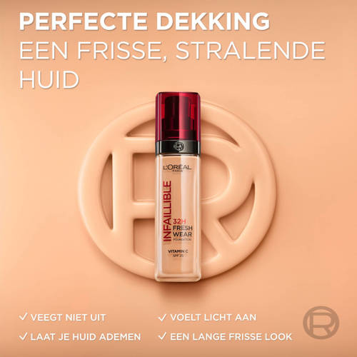 L'Oréal Paris Infaillible 32H Fresh Wear langhoudende foundation 140 Golden Beige 30ml