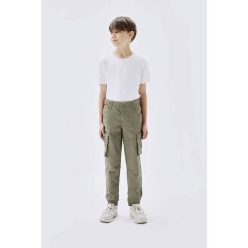NAME IT KIDS cargobroek NITBAMGO groen Jongens Stretchkatoen Effen - maat 128 afbeelding
