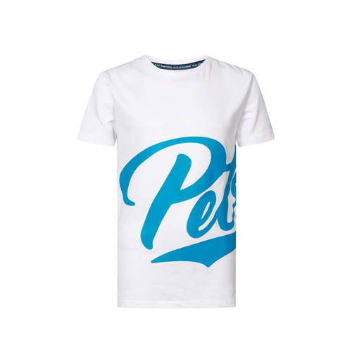 Petrol Industries T-shirt met logo wit Jongens Stretchkatoen Ronde hals