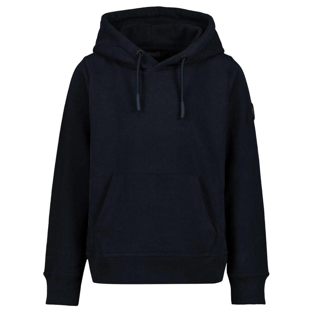 Blauwe jongens Airforce hoodie van sweat materiaal met effen, lange mouwen en capuchon
