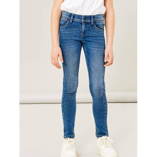 NAME IT skinny jeans NKFPOLLY medium blue denim Blauw Meisjes Stretchdenim - 104