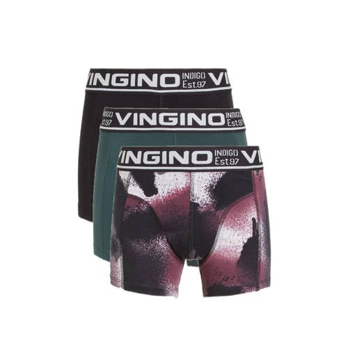 Vingino boxershort - set van 3 rood/groen/zwart Jongens Stretchkatoen All over print