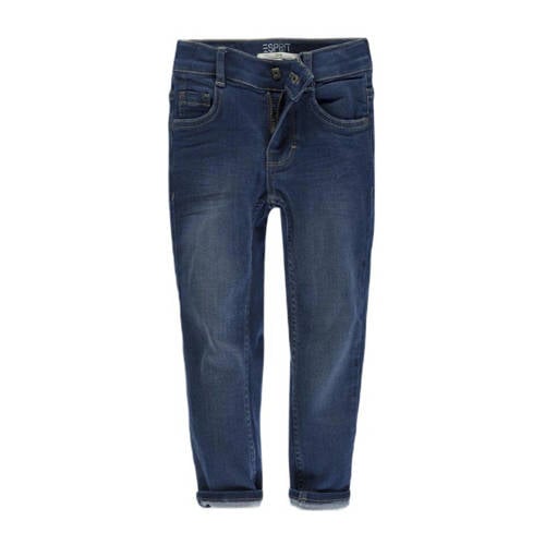 ESPRIT slim fit jeans blue dark denim Blauw Jongens Stretchdenim Effen - 104