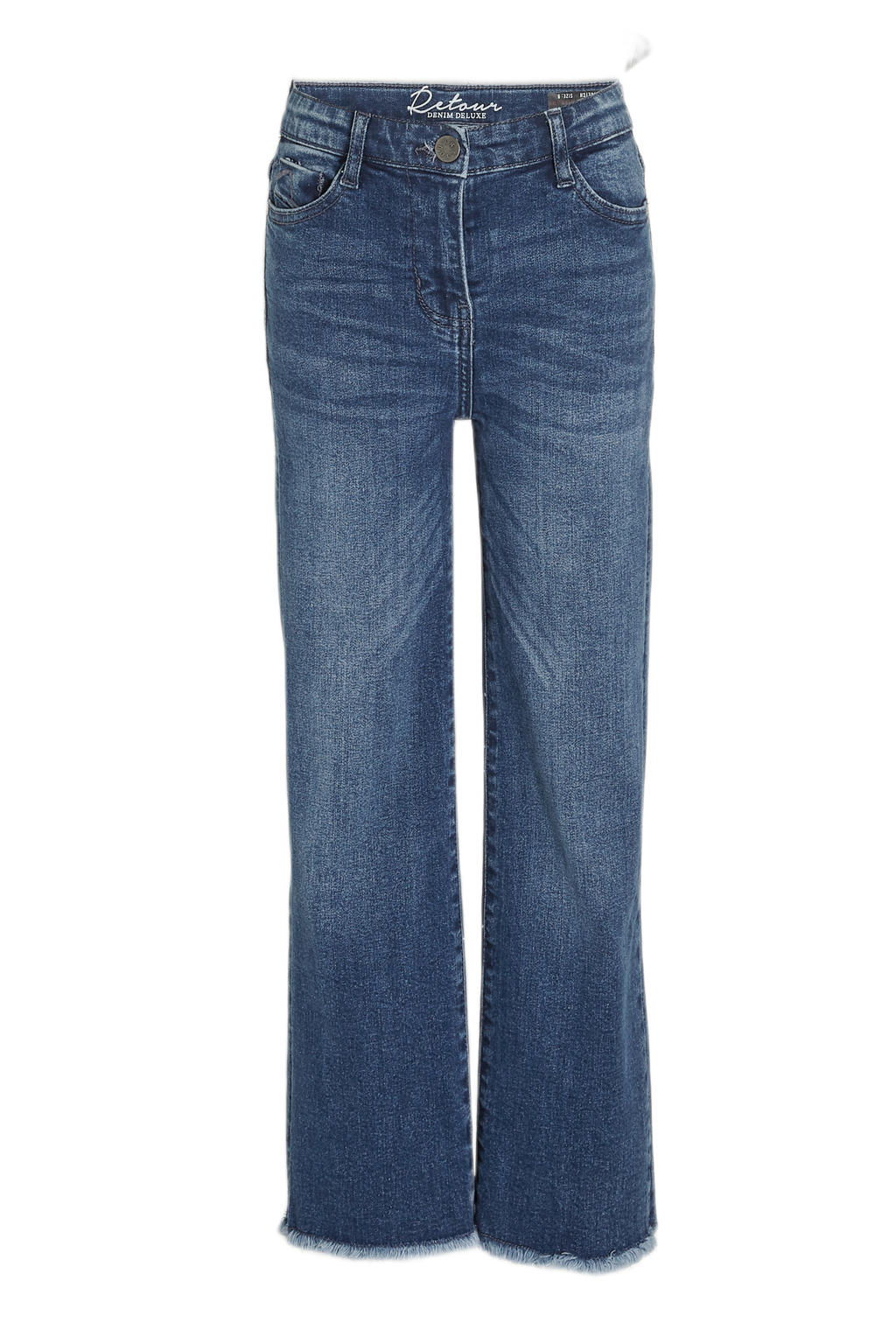 Stonewashed meisjes Retour Jeans high waist wide leg jeans Missour van stretchdenim met rits- en knoopsluiting en effen