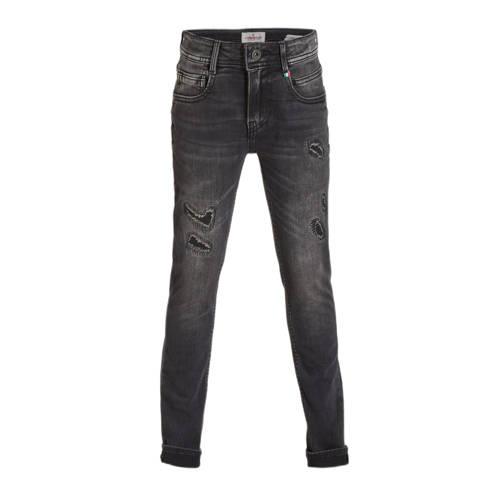 Vingino regular fit jeans Amintore black vintage Grijs Jongens Stretchdenim 