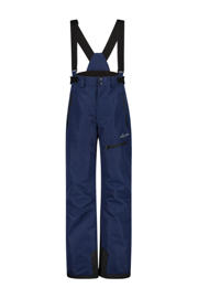 thumbnail: Donkerblauwe jongens en meisjes 29FT skibroek van polyester met rits- en drukknoopsluiting en effen