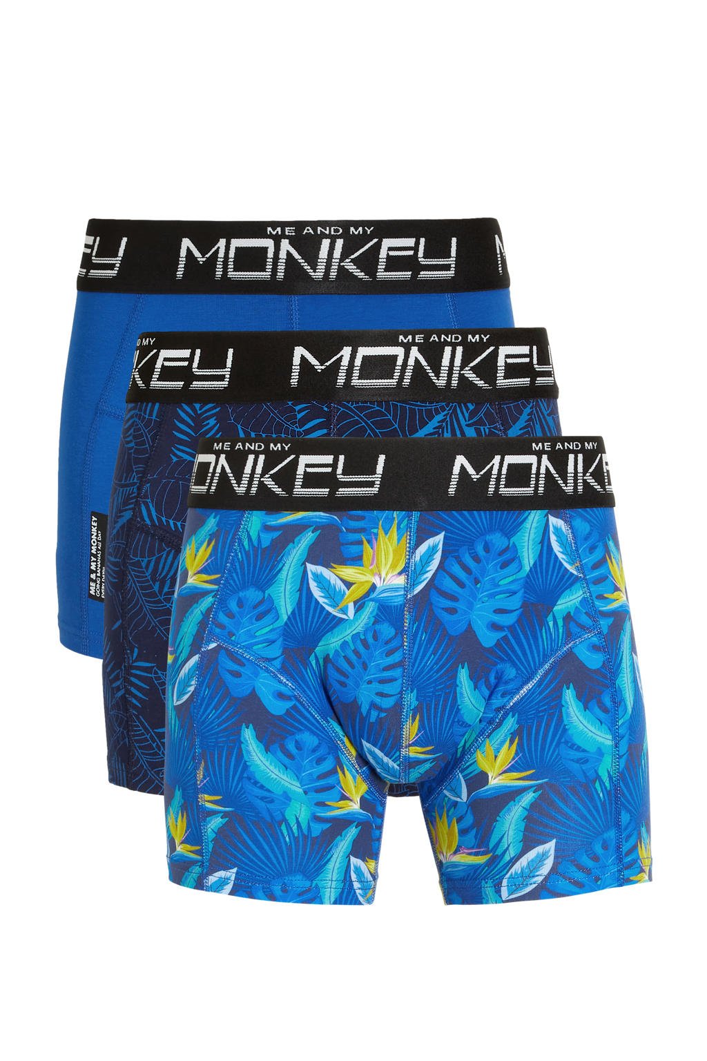 Me & My Monkey   boxershort - set van 3 blauw/kobalt