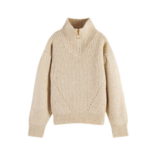 Scotch & Soda grofgebreide trui beige Meisjes Acryl Schipperskraag