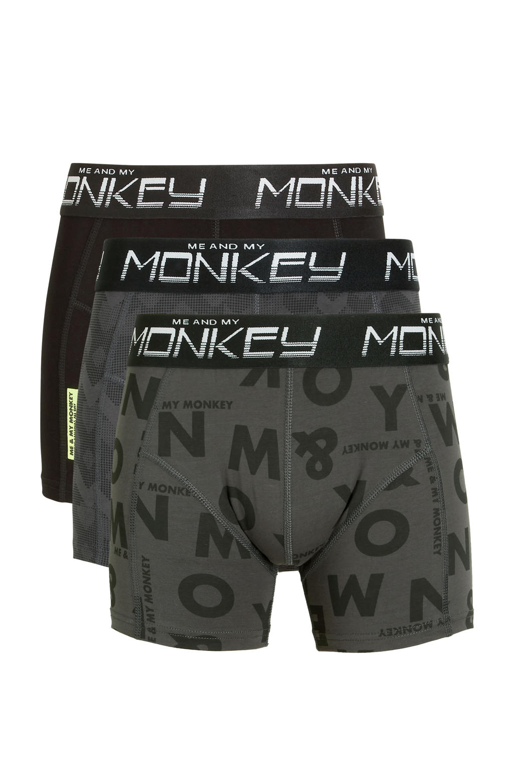 Me & My Monkey   boxershort - set van 3 zwart/army